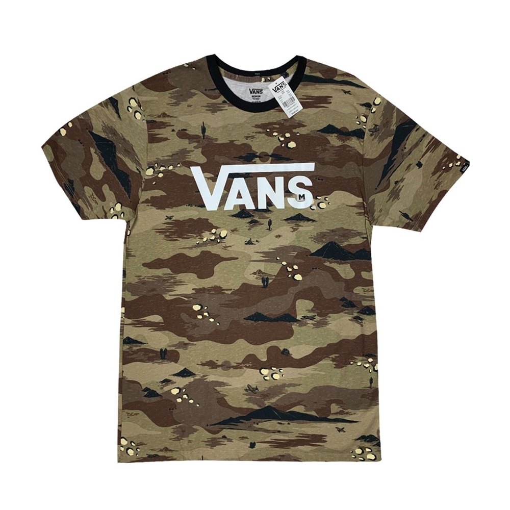 Vans T-shirt Men Camo Logo Brown Black White Size M New With Tags